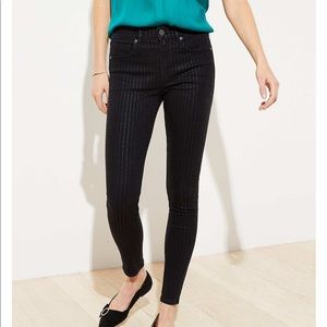New Loft Shimmer Pinstripe Black Jeans Denim 25